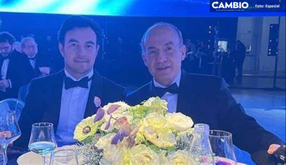 Junto a Felipe Calderón, Checo Pérez celebra reconocimiento en la Gala de la FIA