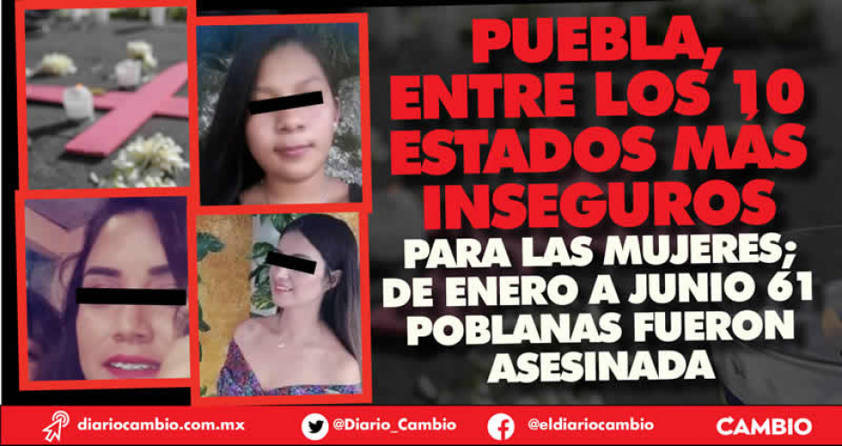 Puebla es noveno lugar nacional en homicidios de mujeres: 61 asesinadas
