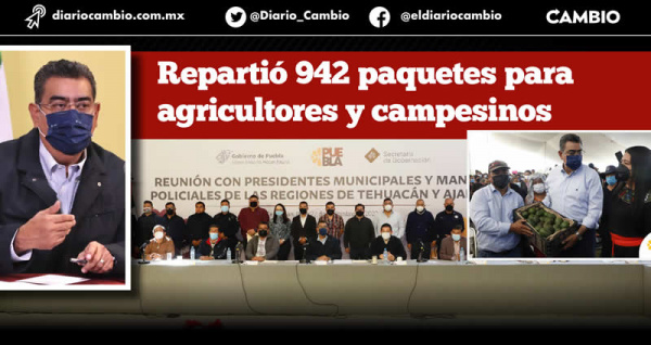 Sergio Salomón realiza gira por la Sierra Negra de Puebla: entrega apoyos para el campo y se reúne con ediles de la región