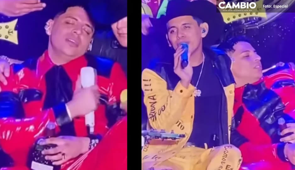 ¡Lo llamó Morfeo! Eduin Caz se queda dormido en pleno concierto de Grupo Firme (VIDEO)