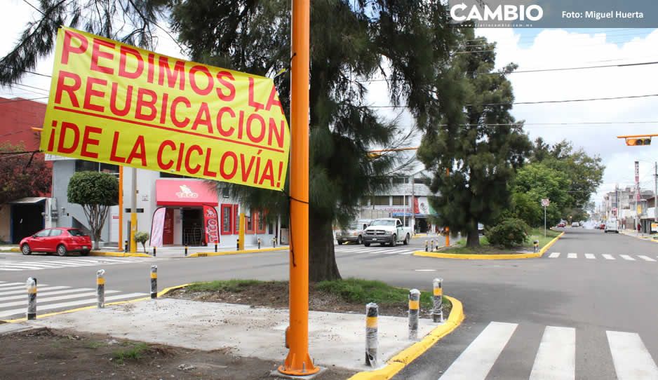 Vecinos de San Manuel vuelven a protestar vs ciclopista de Claudia y acusan obras malhechas (FOTOS)