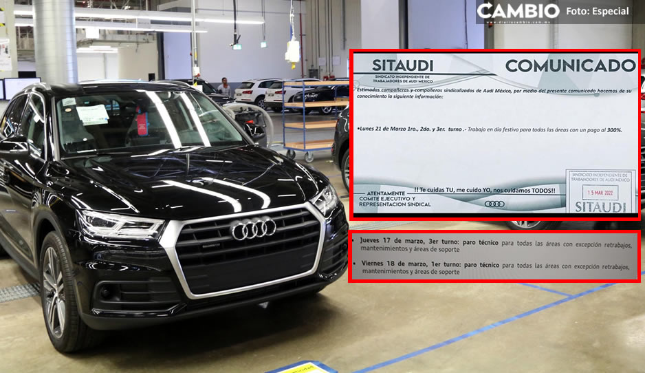 Audi anuncia paros técnicos horas antes de que empleados lleguen a trabajar