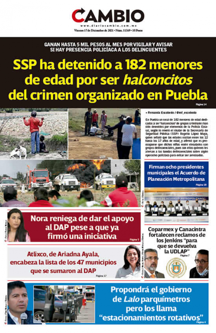 SSP ha detenido a 182 menores de edad por ser halconcitos del crimen organizado en Puebla