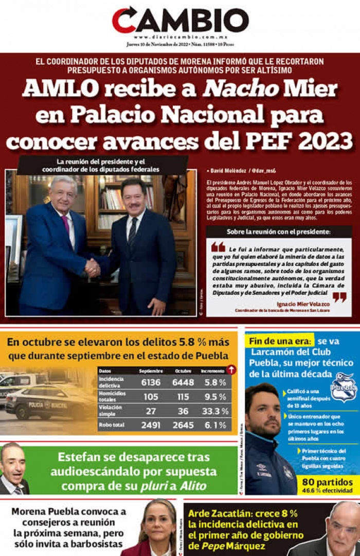 AMLO recibe a Nacho Mier en Palacio Nacional para conocer avances del PEF 2023