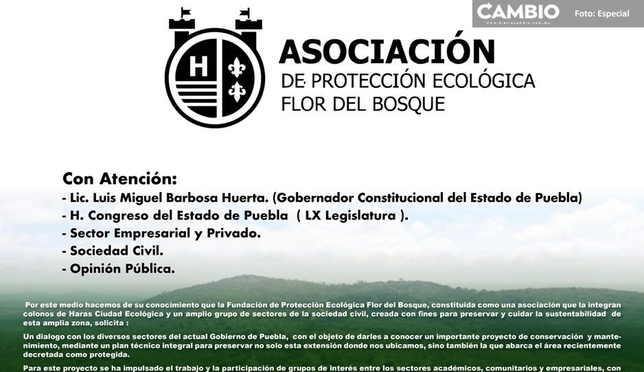 Fundación de Protección Ecológica Flor del Bosque pide diálogo al gobierno estatal