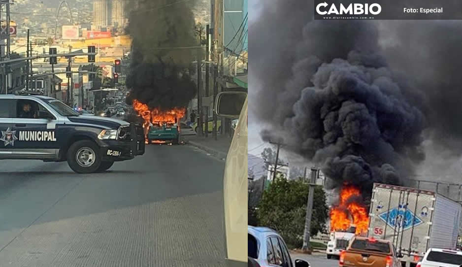 FUERTES VIDEOS: Comando armado incendia transporte público en Baja California