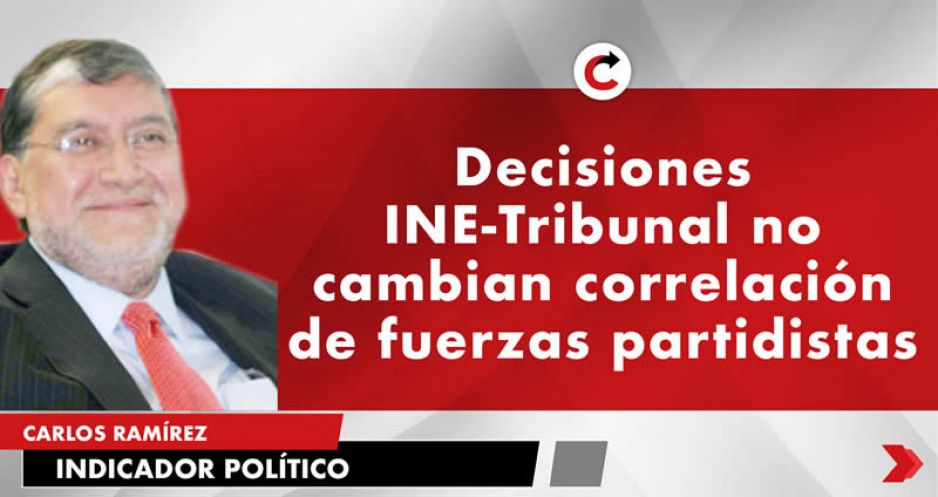 Decisiones INE-Tribunal no cambian correlación de fuerzas partidistas