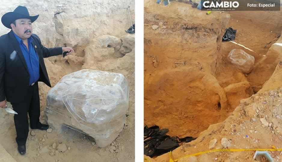 Extraen restos fósiles de supuesto mamut en Los Reyes de Juárez