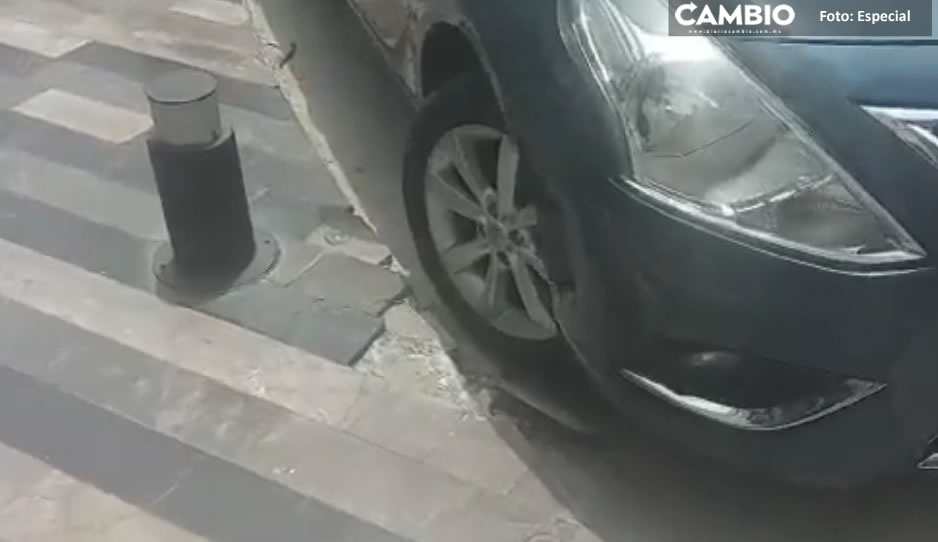 Detienen a conductor por dañar lujosa losa en zona de Angelópolis (VIDEO)