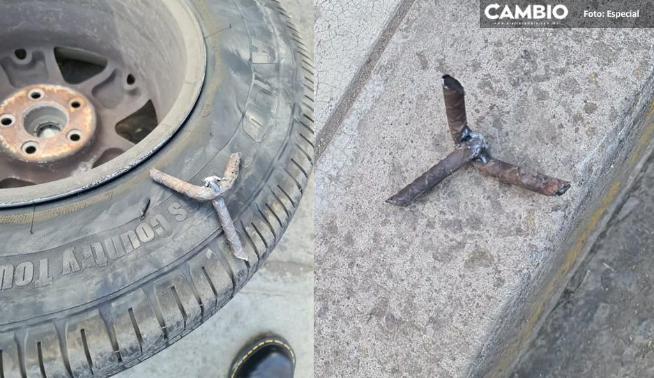 Rateros Ninja lanza estrellas poncha llantas para atracar en la Puebla-México