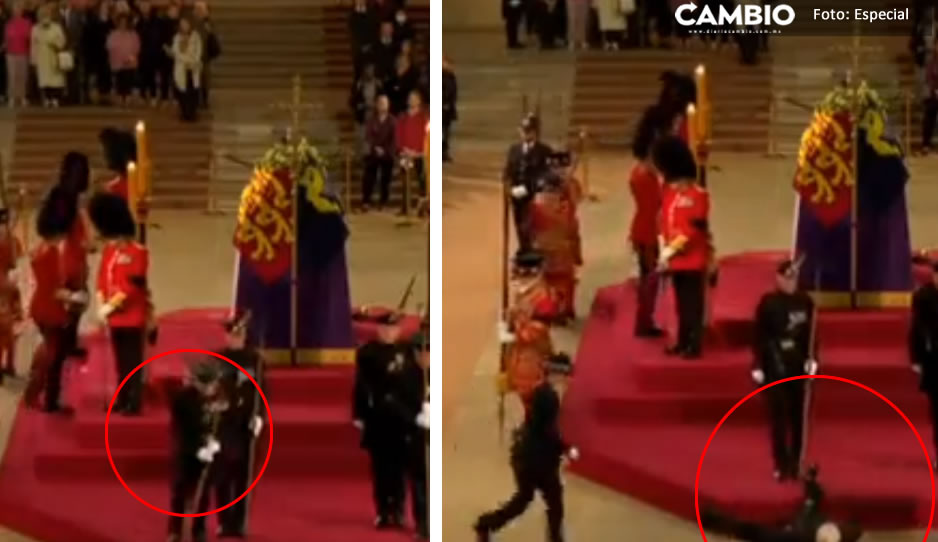 Guardia real se desploma mientras custodiaba féretro de la Reina Isabel II (VIDEO)