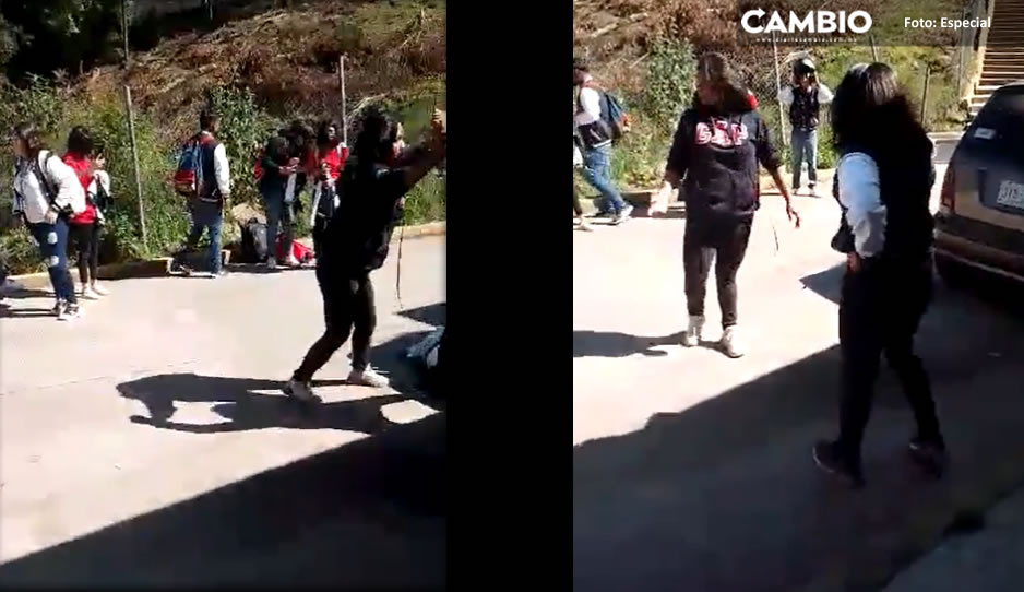 Estudiantes se dan con todo afuera de una preparatoria en Zacatlán (VIDEO)