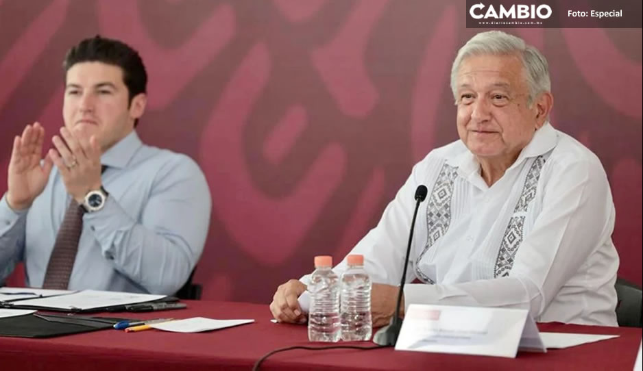 Llueve durante visita de AMLO a Nuevo León y Samuel García le pide ir &quot;más seguido&quot;