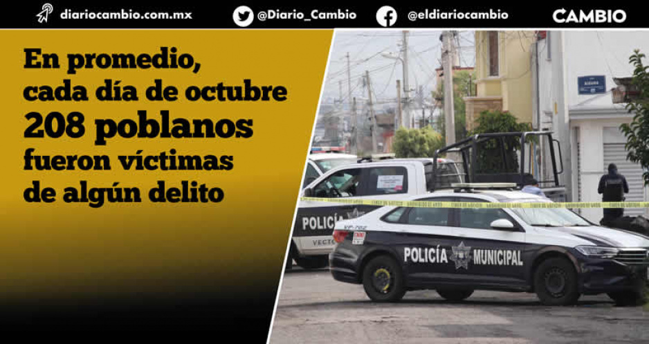 En octubre se elevaron los delitos 5.8 % más que durante septiembre en el estado de Puebla