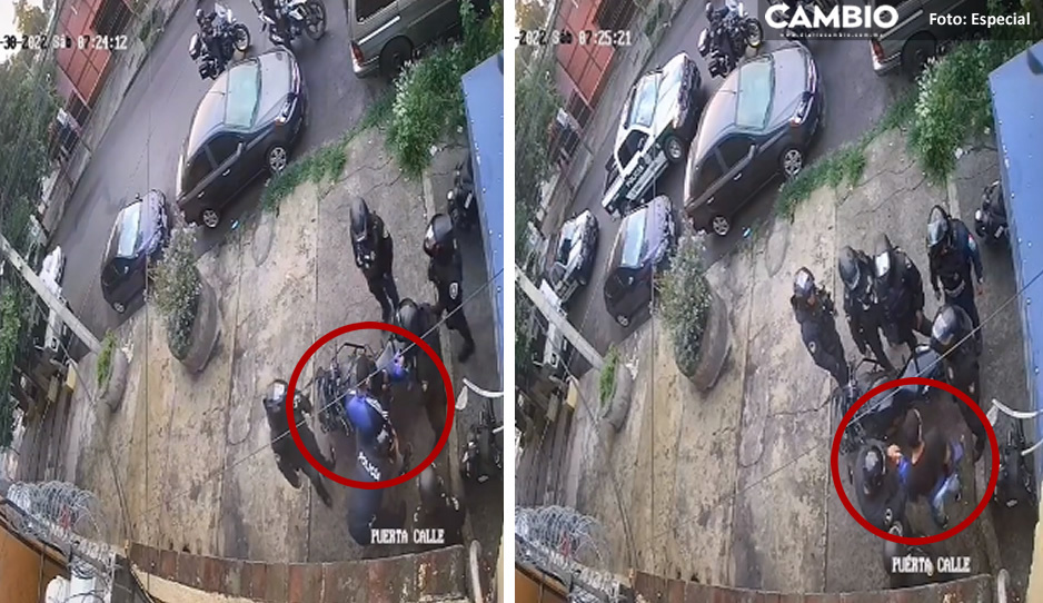 Exhiben a policías en VIDEO robando las pertenencias de un joven durante una revisión