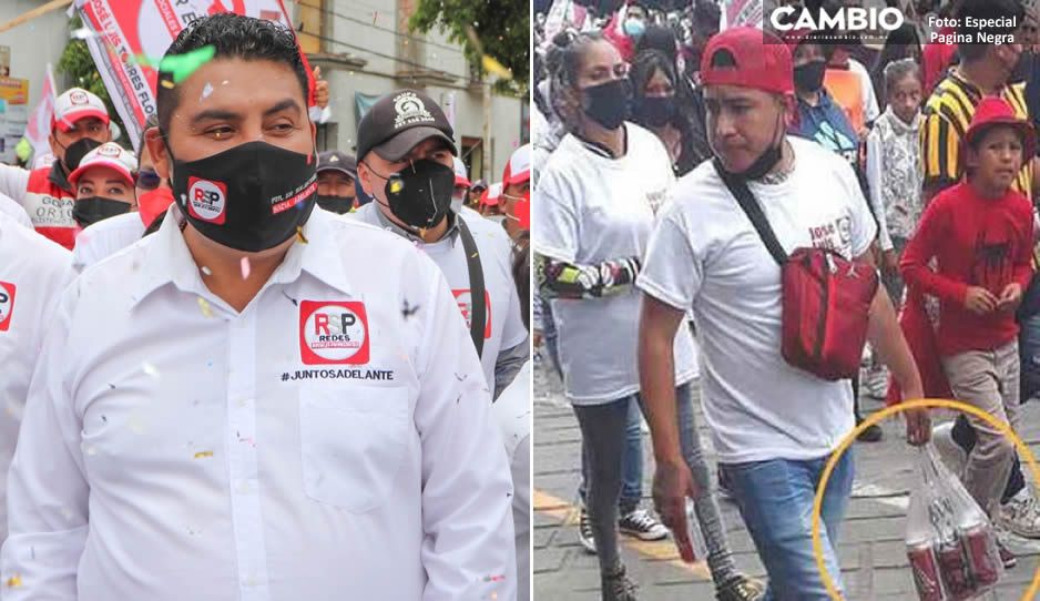 Simpatizantes del candidato de RSP asisten con chela en mano a su cierre de campaña en Huejotzingo