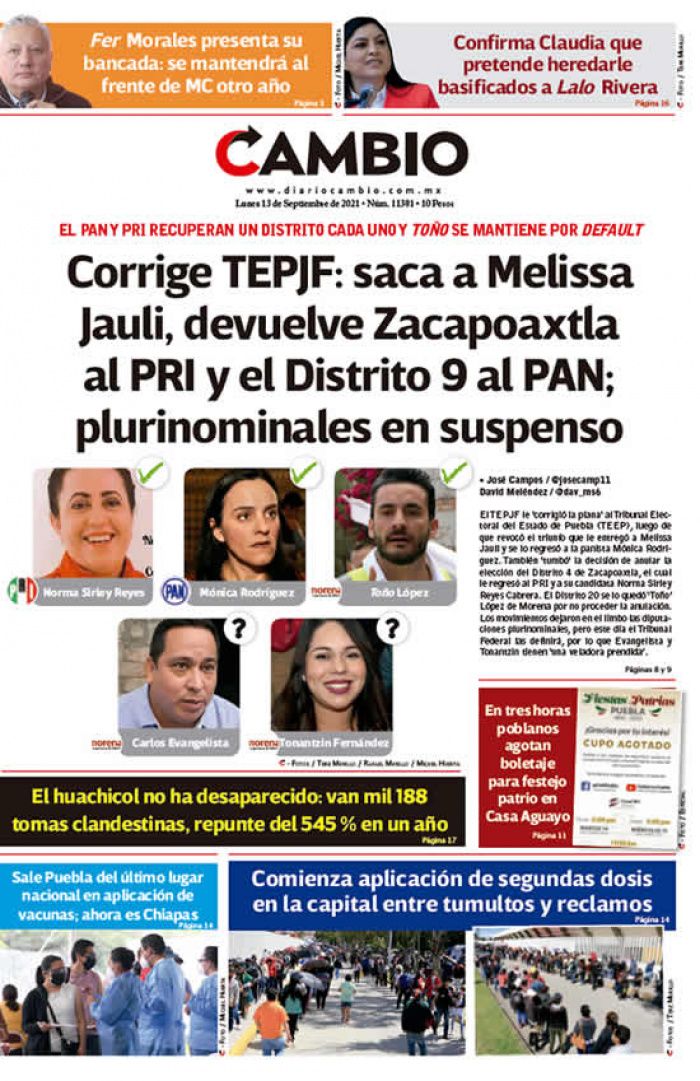 Corrige TEPJF: saca a Melissa Jauli, devuelve Zacapoaxtla al PRI y el Distrito 9 al PAN; plurinominales en suspenso