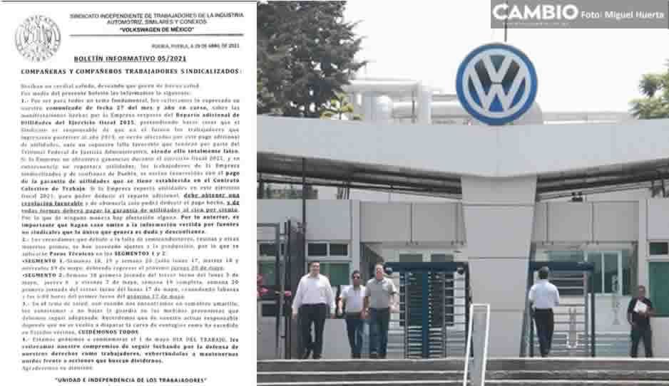 Continúa la guerra entre VW y sindicato por pago de utilidades