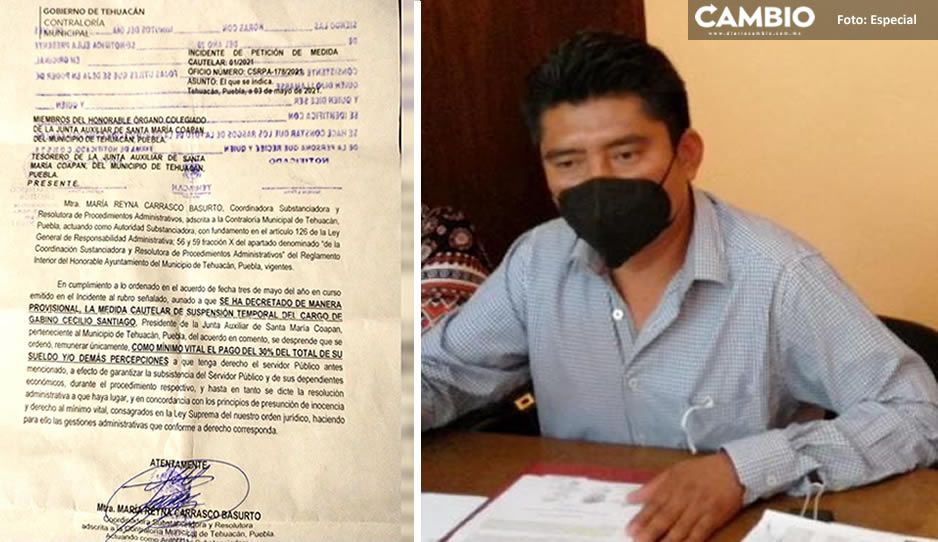 Suspenden a presidente auxiliar de Santa María Coapan; lo investigan por actos de corrupción  
