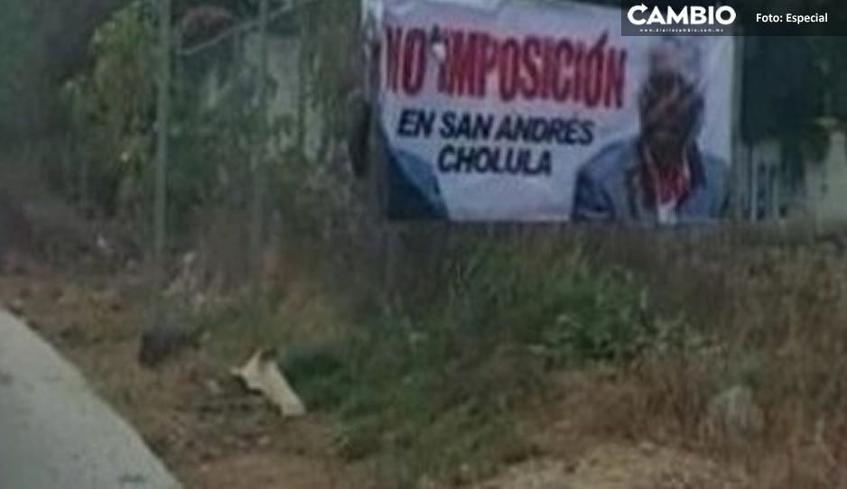 Colocan mantas contra panista Francisco Fraile en San Andrés Cholula: &quot;No a la imposición&quot;