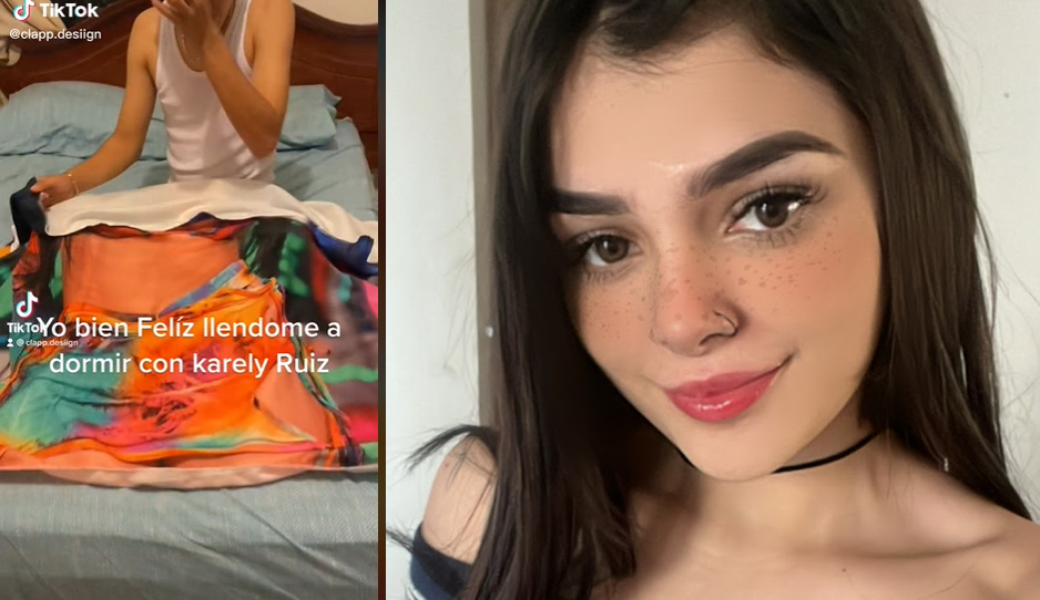 ¡Duerme calientito! Tiktoker presume su cobija de Karely Ruiz (VIDEO)