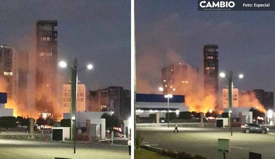 Se registra incendio a lado de la Universidad Interamericana de Angelópolis