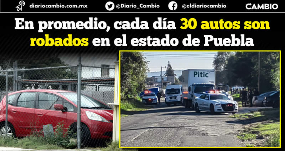 Puebla es sexto lugar nacional en robo de autos: se robaron casi 54 mil en 4 años
