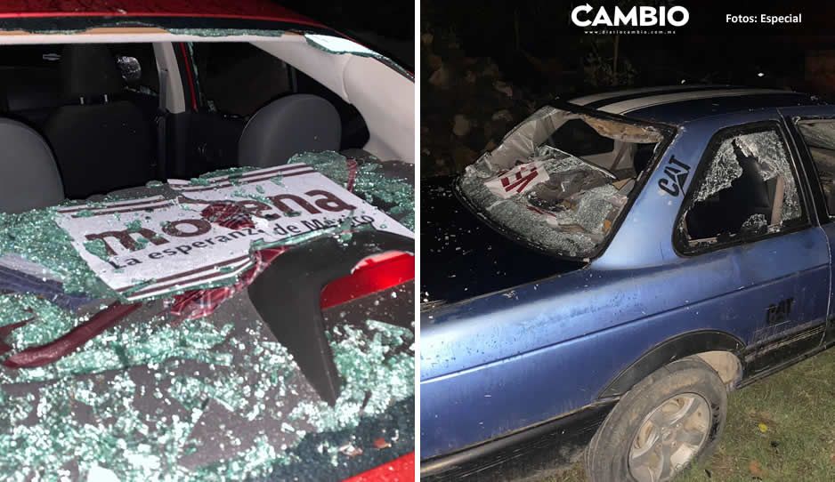 Amenazan a candidato de Morena en Chignautla y vandalizan carros (FOTOS)