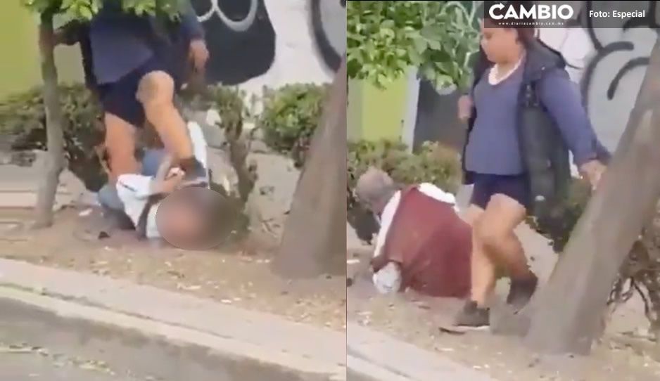 Mujer le da golpiza a abuelito y le aplasta la cara en el suelo (FUERTE VIDEO)