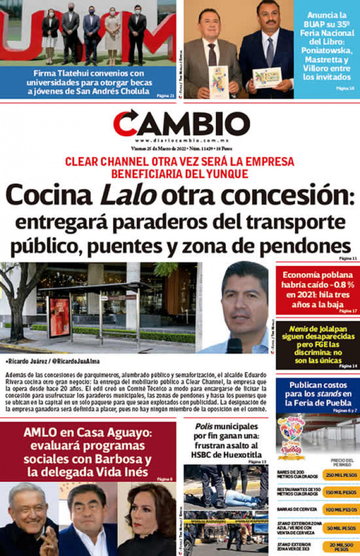 Cocina Lalo otra concesión: entregará paraderos del transporte público, puentes y zona de pendones