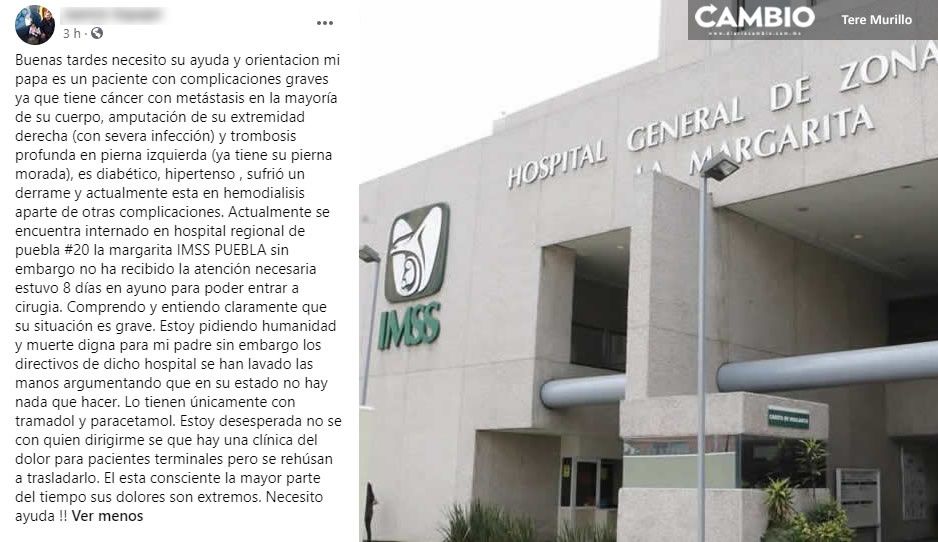 Exhiben terribles tratos en el IMSS de La Margarita: dejan a paciente con cáncer hasta en ayuno (FUERTE FOTO)