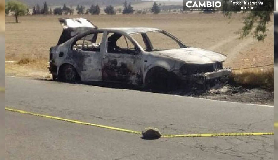 Campesinos localizan auto calcinado en Yehualtepec