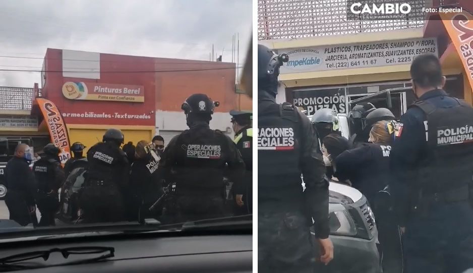 VIDEO: Violentamente, así detienen a mujer por no pagar soborno a elementos de Tránsito en Coronango