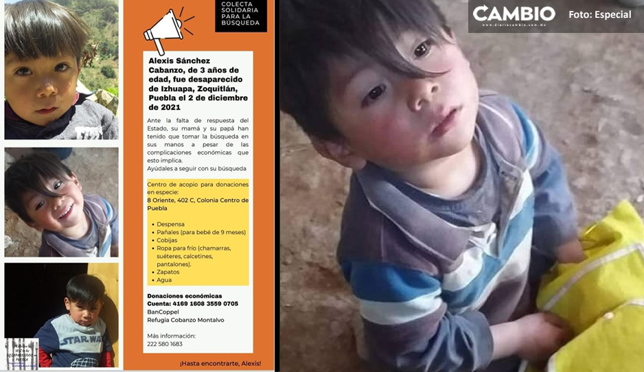 Realizan colecta para financiar búsqueda del niñito Alexis en Zoquitlán