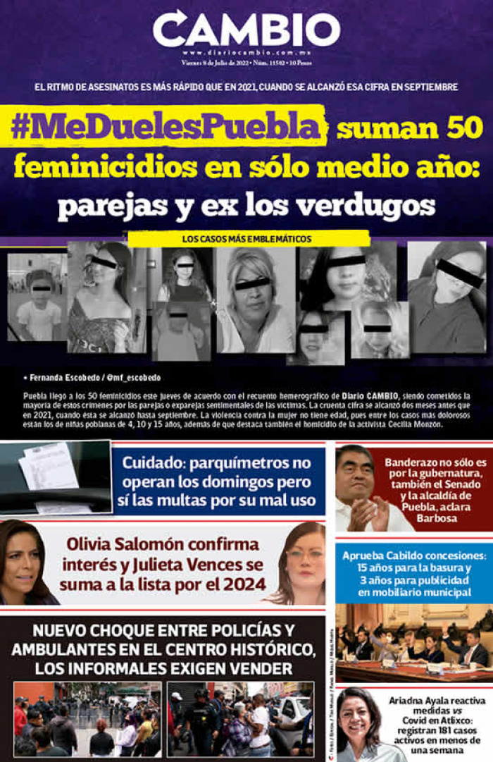 #MeDuelesPuebla suman 50 feminicidios en sólo medio año: parejas y ex los verdugos