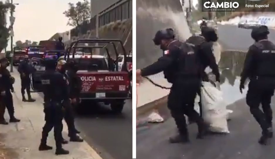 Intensa movilización de Policías y GN en Almecatla para liberar autopista México-Puebla