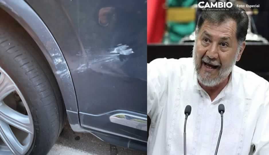 ¡Agreden a Noroña! Apedrean su camioneta en Puebla