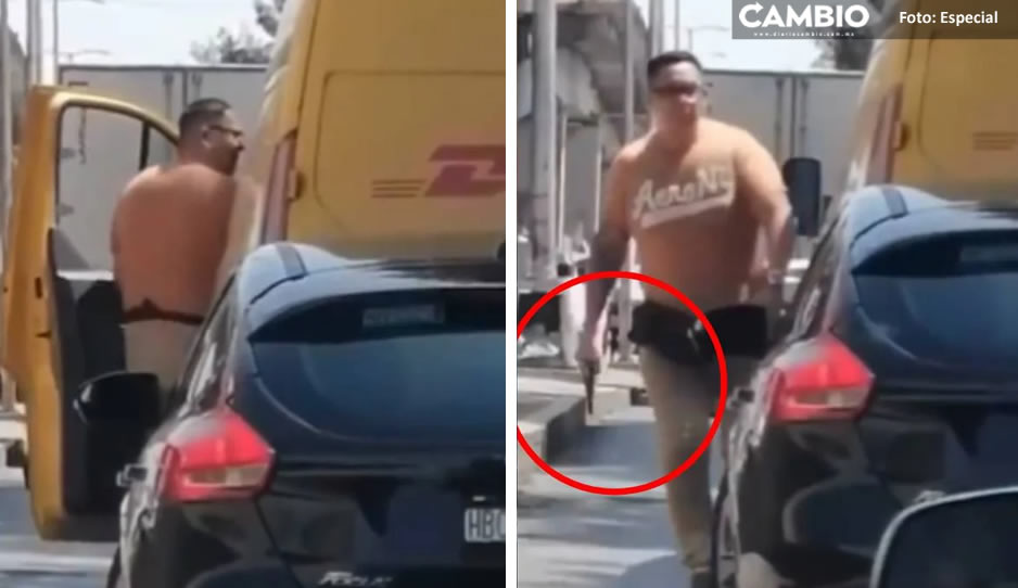 VIDEO: Hombre desquiciado amenaza a punta de pistola a repartidor de DHL