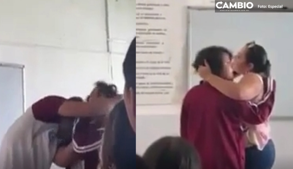 ¡Se le metió el diablo! Alumna del CETIS ataca a un compañero y a la maestra (VIDEO)