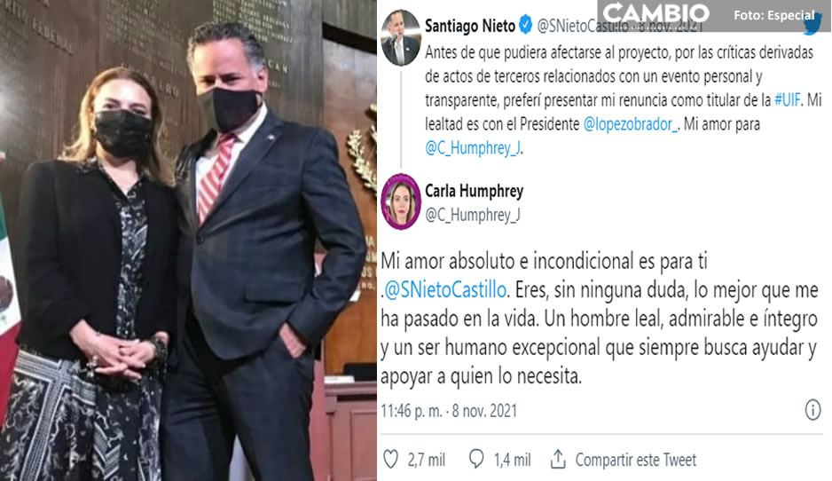 ¡Mi amor es excepcional para ti!: Esposa de Santiago Nieto lo respalda tras quedarse sin trabajo