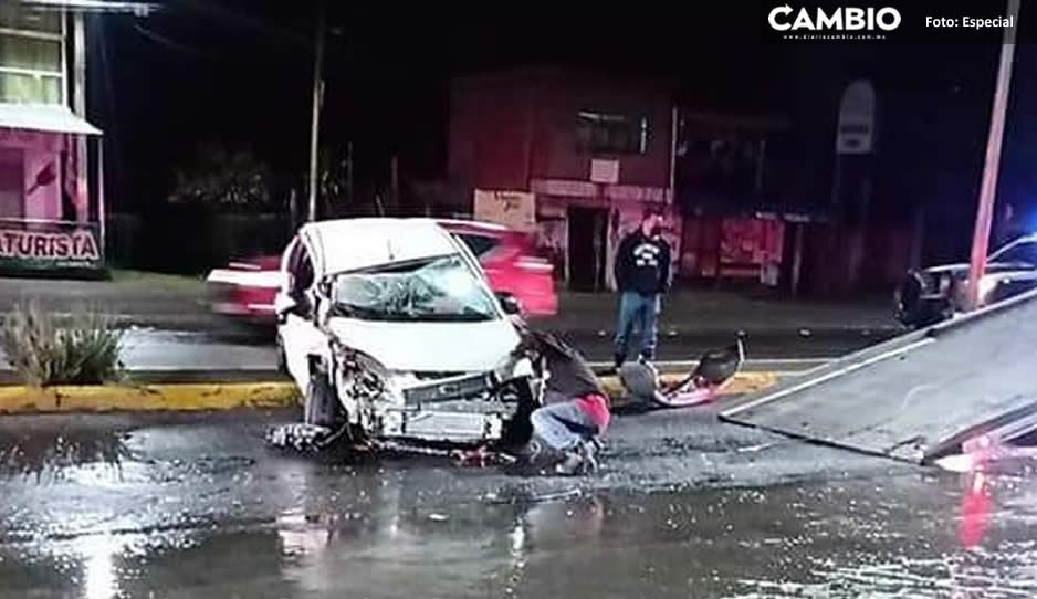Terrible choque en la federal México-Puebla deja al chofer y copiloto heridos