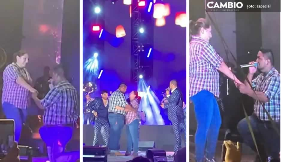 ¡Dijo que sí! Joven pide matrimonio en concierto de El Recodo en la Feria de Puebla (VIDEO)