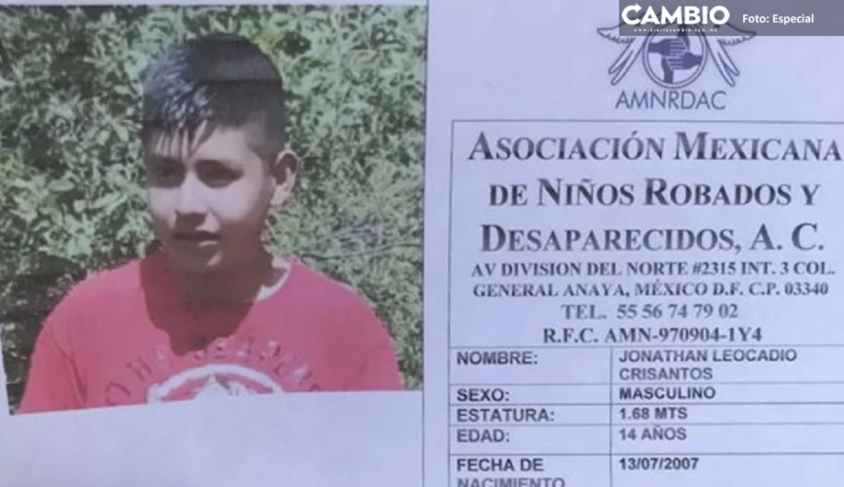 Desaparece Jonathan de 14 años, dejó un último mensaje pidiendo ayuda a su papá