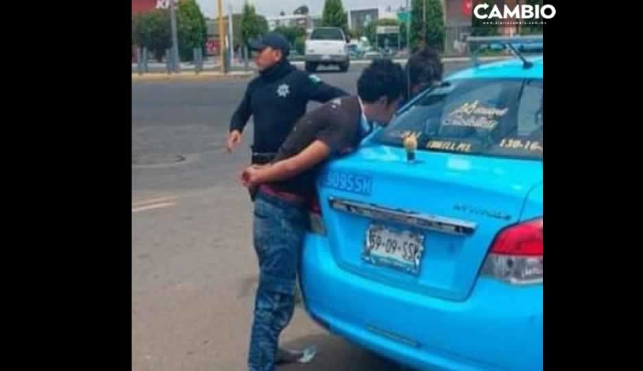 Pasajeros dan golpiza a ladrones en San Pedro Cholula