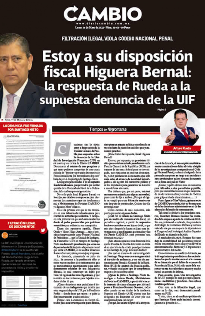 Estoy a su disposición f﻿iscal Higuera Bernal: la respuesta de Rueda a la supuesta denuncia de la UIF