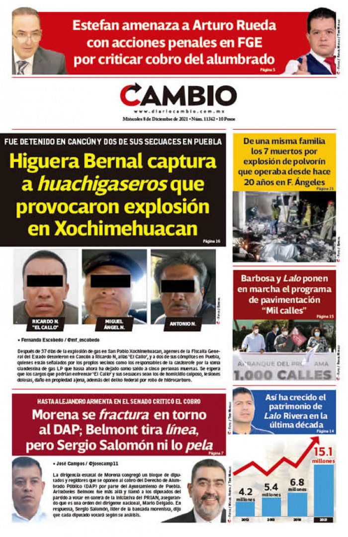 Higuera Bernal captura a huachigaseros que provocaron explosión en Xochimehuacan