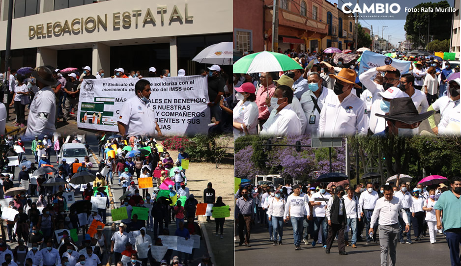 Personal médico del IMSS Puebla se manifiestan y exigen mejoras laborales (VIDEO)