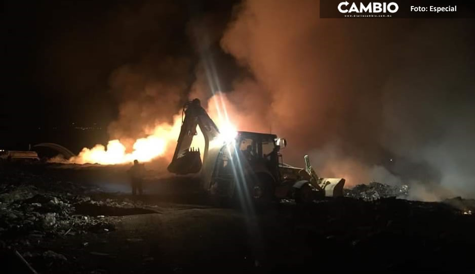 Vándalos provocan incendio en relleno sanitario de Coxcatlán; se implementará seguridad