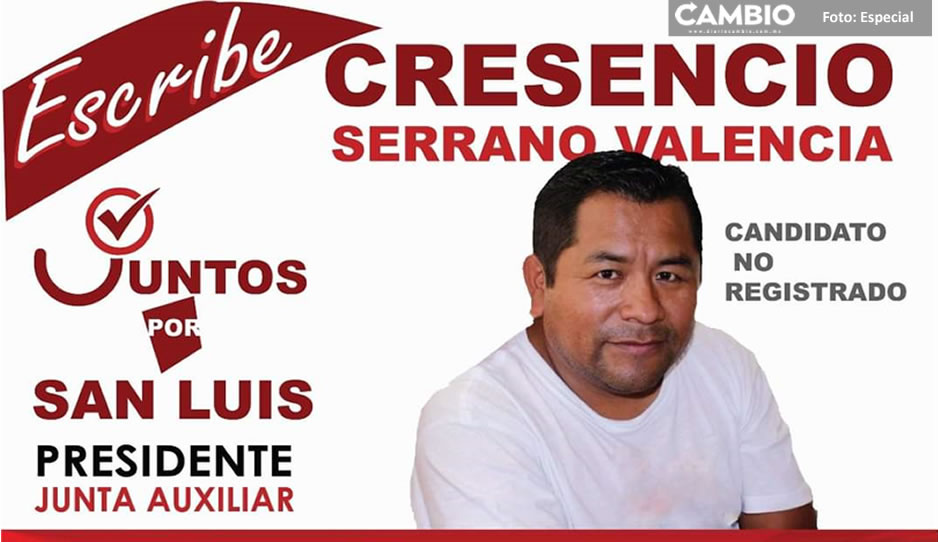 Dan triunfo a candidato no registrado en San Luis Temalacayuca