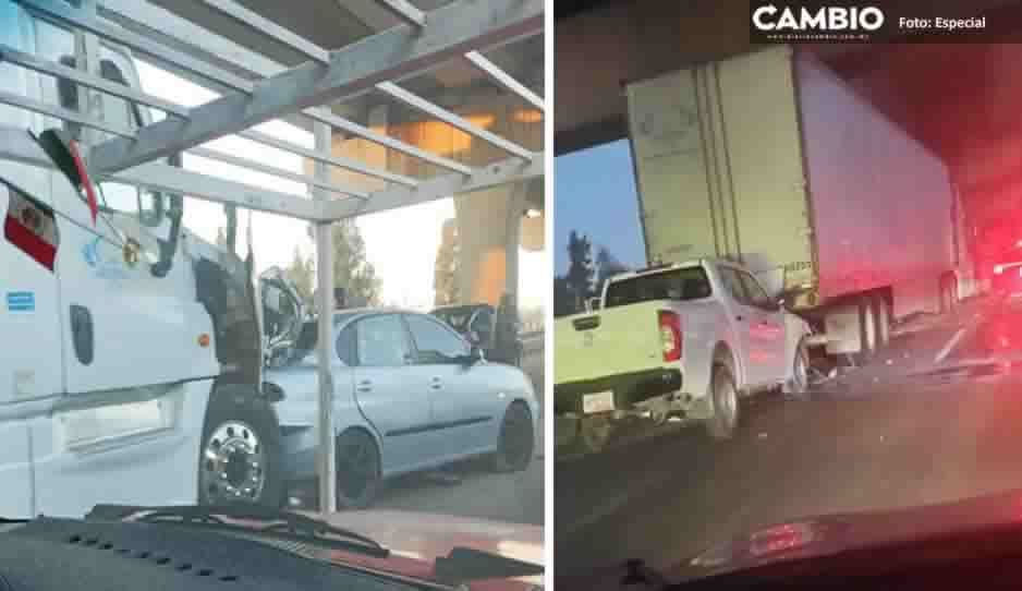 Escombro provoca carambola de cuatro vehículos en la México-Puebla